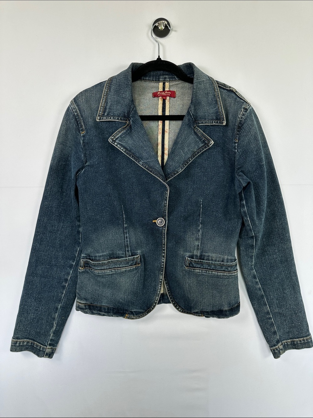 Brody Jeans Tailored Denim Blazer Jacket Blue Single Button Size M